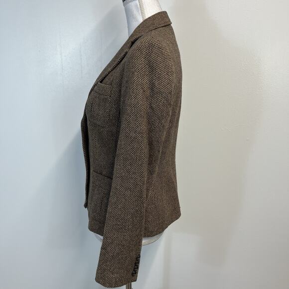 Chaps Blazer Jacket Sz 4 Brown Tweed Wool Rider Equestrian Polo Career Casual - Picture 6 of 10